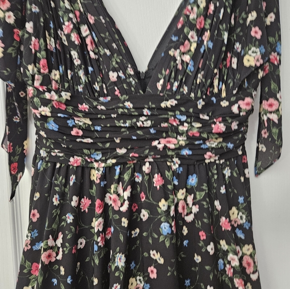 MAC DUGGAL Black Floral Sleeveless Tie Bows 50657 DRESS Sz 6 NWT - Picture 5 of 11